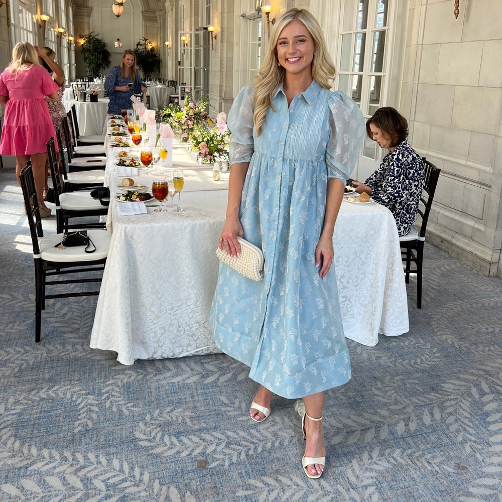 Bytimo from Nordstrom Organza puff sleeve midi dress great for a bridal shower